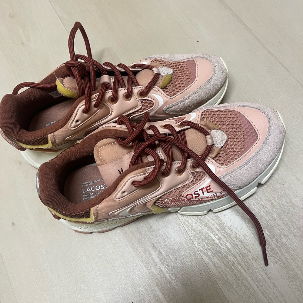 Lacoste Women's Pink and Yellow Athletic Shoes